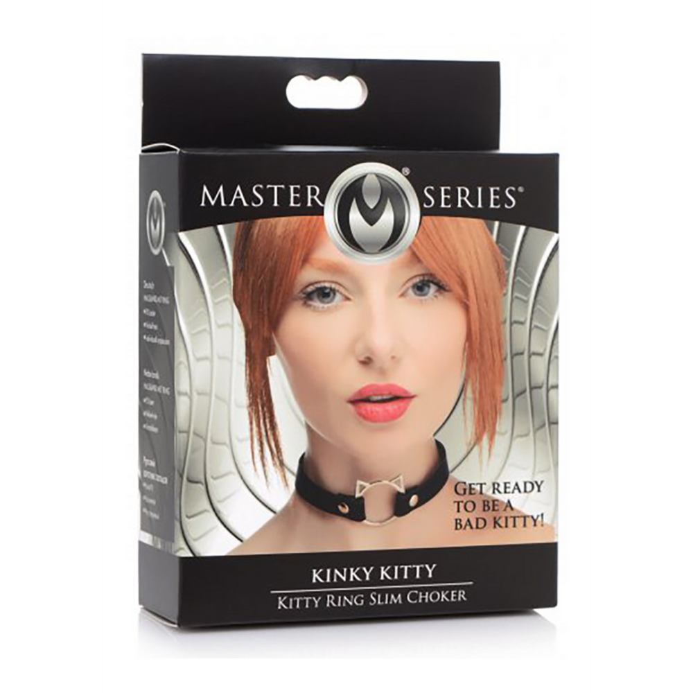 Kinky Kitty Ring Slim Choker - PU Leer - Zwart - Afbeelding 2