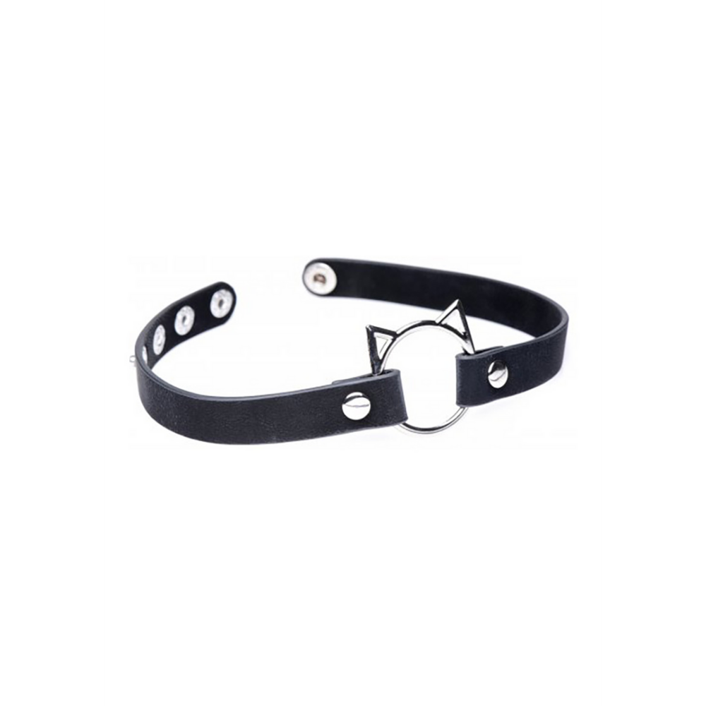 Kinky Kitty Ring Slim Choker - PU Leer - Zwart - Afbeelding 4