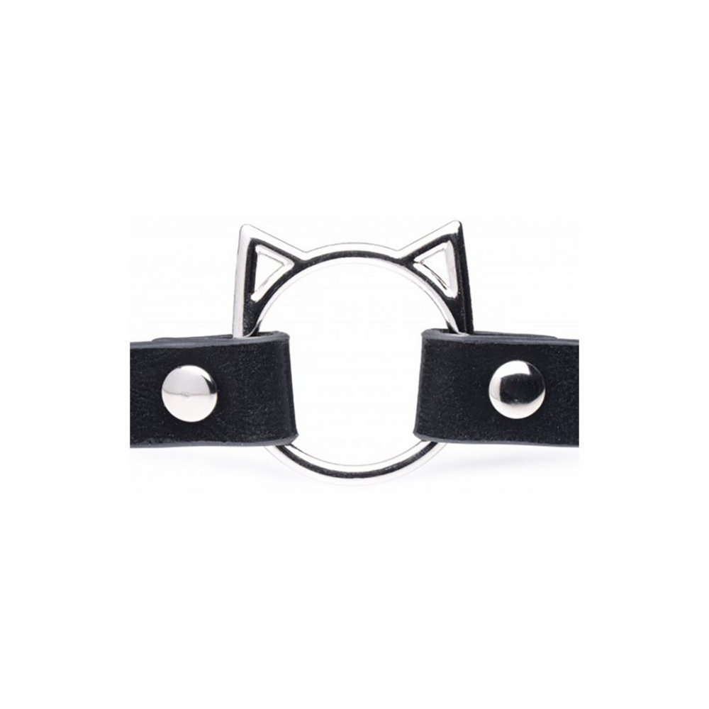 Kinky Kitty Ring Slim Choker - PU Leer - Zwart - Afbeelding 5