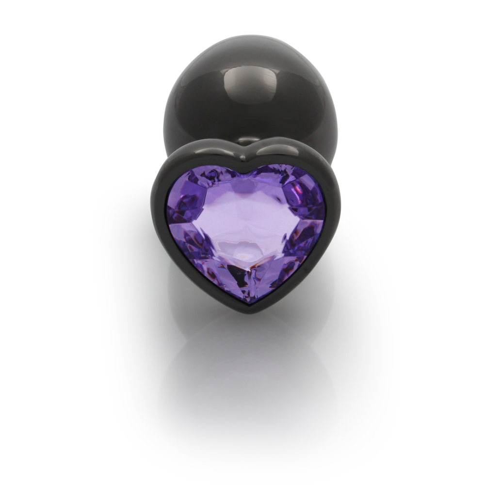 Heart Gem Butt Plug - Large - Gunmetal/Amethyst Paars - Afbeelding 5
