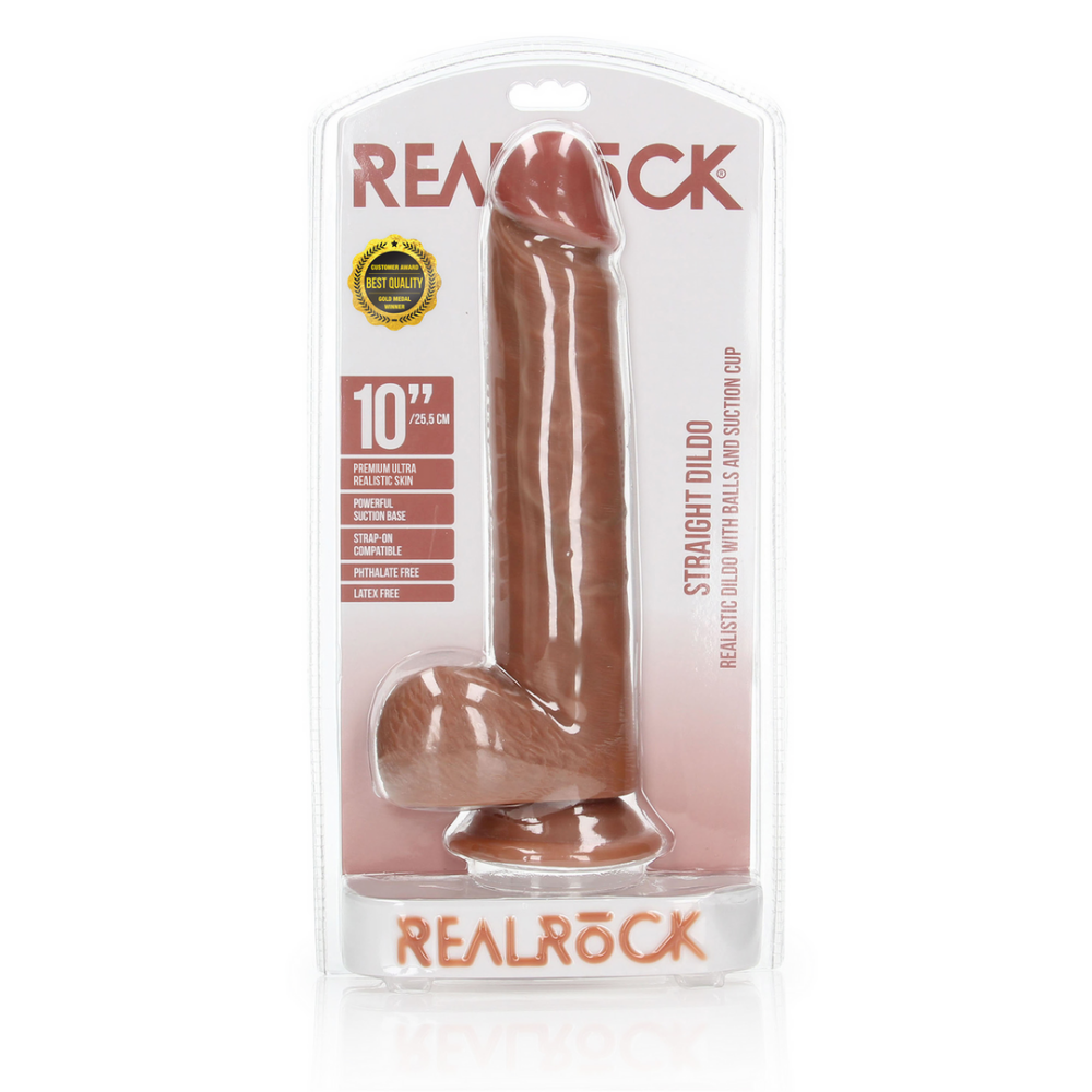 Rechtdoor Realistische Dildo met Ballen en Zuignap - 10 / 25,5 cm - Afbeelding 2