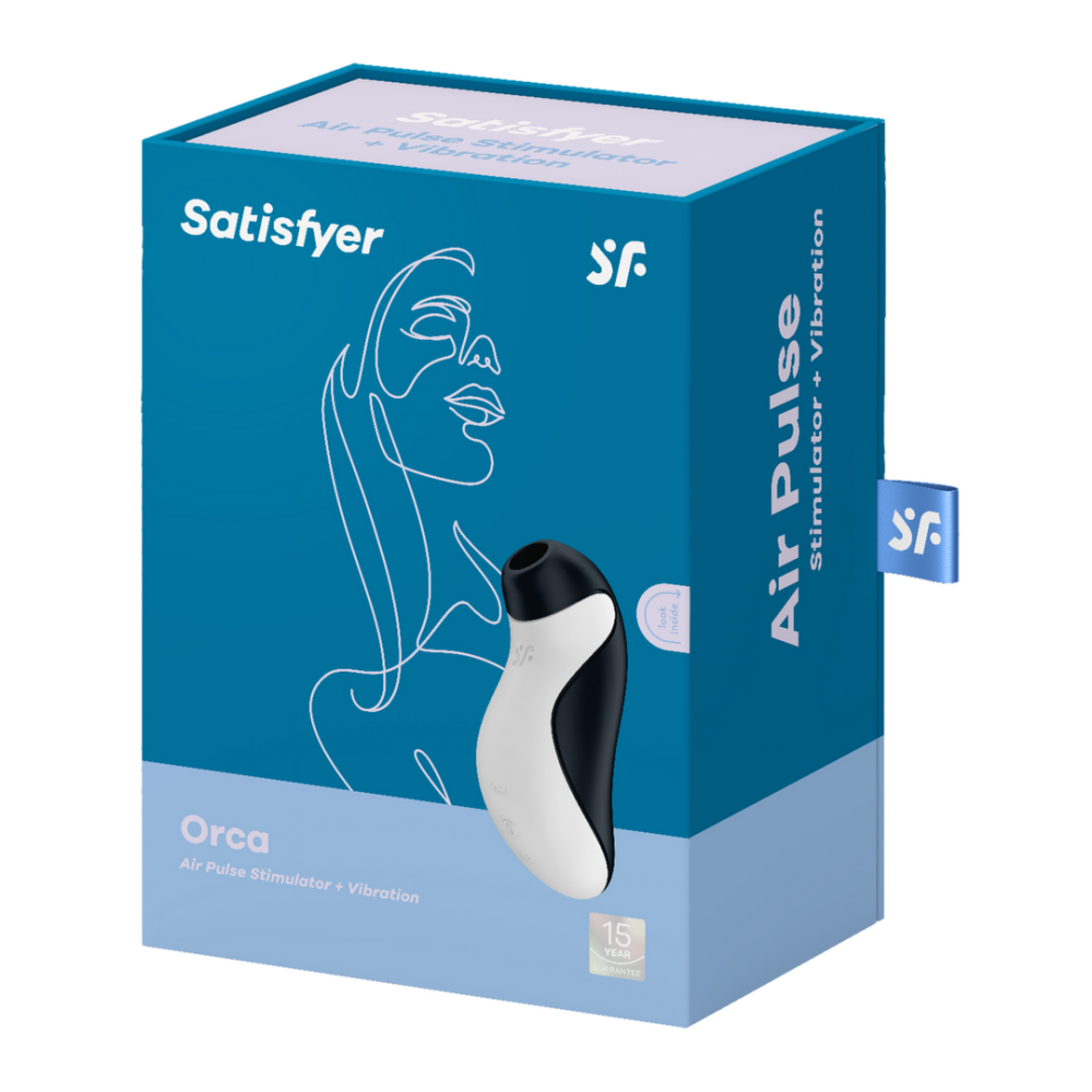 Orca - Air Pulse Stimulator en Vibrator - Zwart/Wit - Afbeelding 2