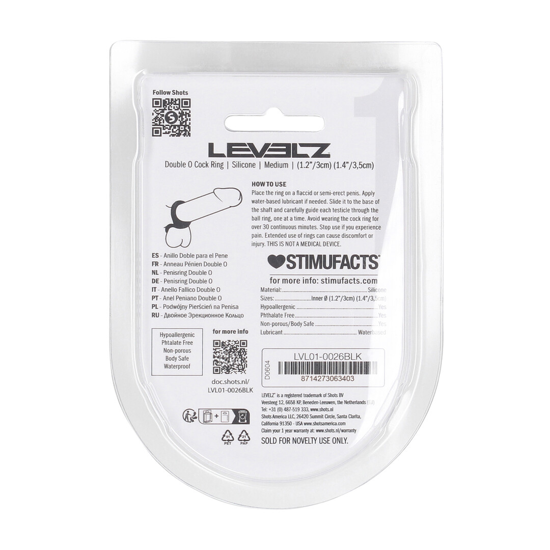 Double O Silicone Cockring - M - Zwart - Afbeelding 3