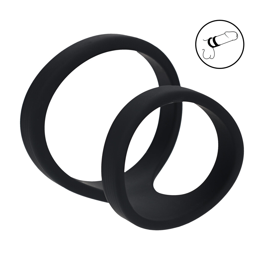 2 Loop Siliconen Cockring - Zwart
