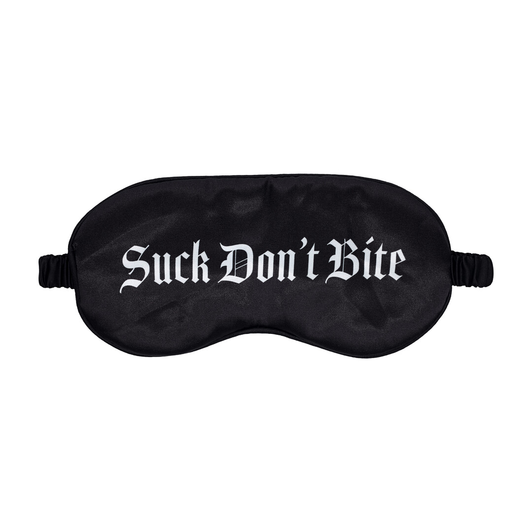 Suck Don't Bite - Gedrukte Satijnen Masker - Zwart