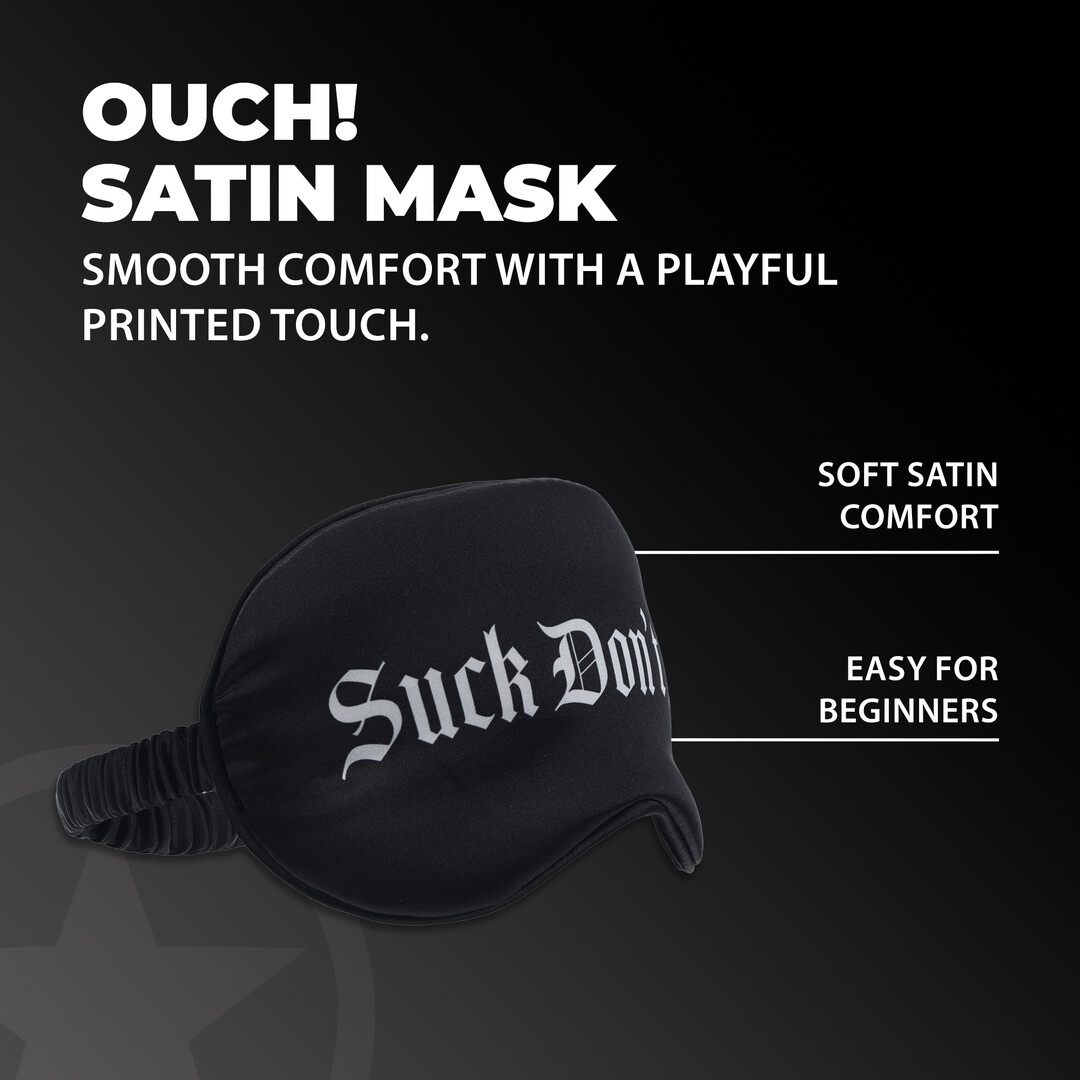 Suck Don't Bite - Gedrukte Satijnen Masker - Zwart - Afbeelding 4