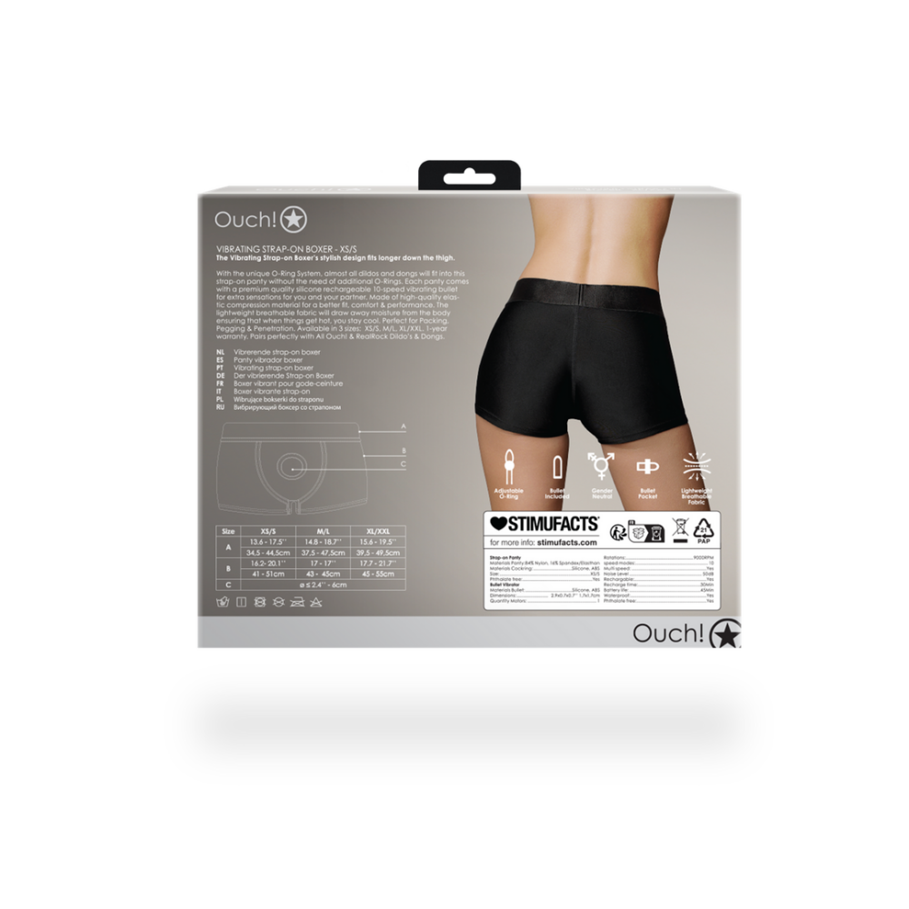 Vibrerende Strap-on Boxer - XS/S - Zwart - Afbeelding 4