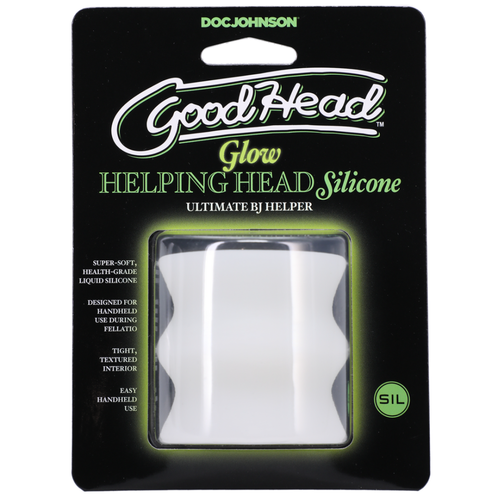Glow Helping Head Silicone - Masturbator Sleeve - Frost / Green Glow - Afbeelding 2