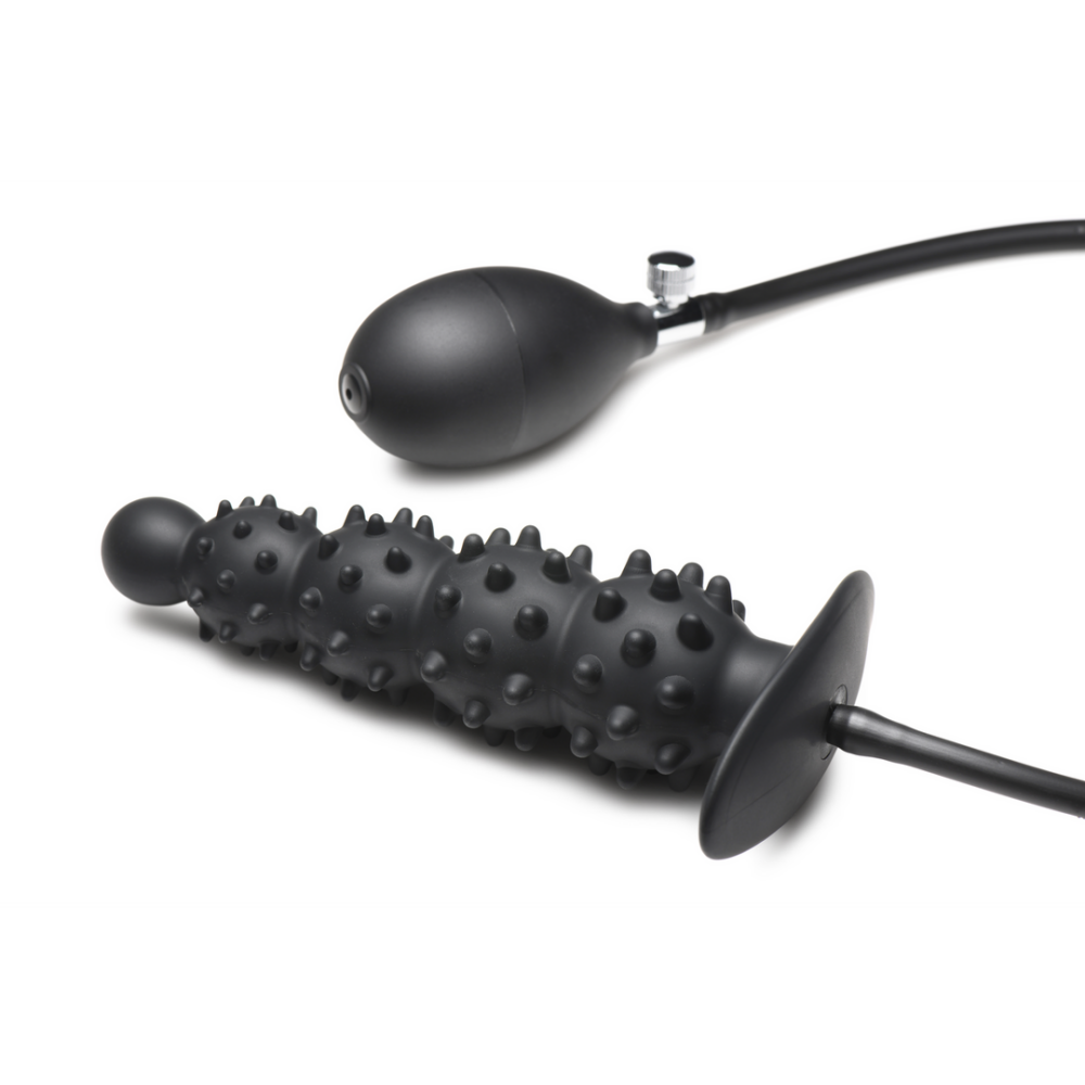 Ass Puffer - Nubbed Inflatable Silicone Anale Plug - Zwart - Afbeelding 5