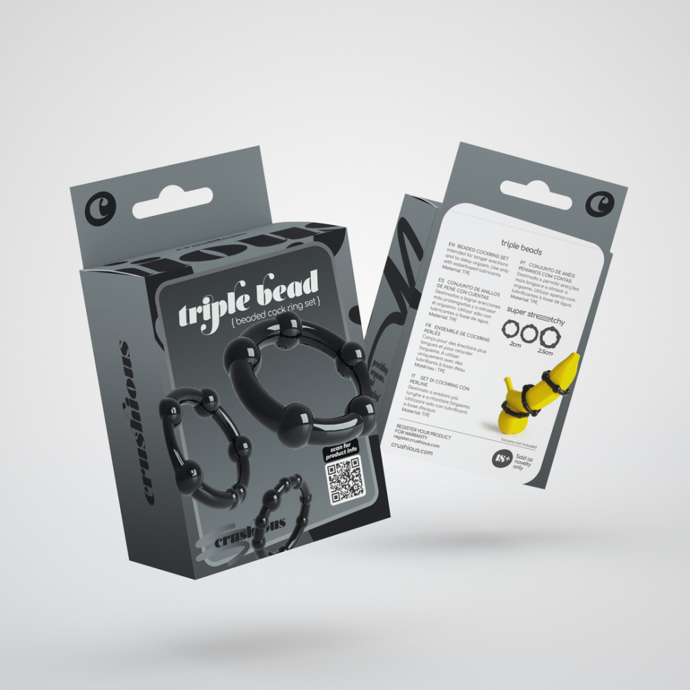 Triple Bead - Cockring Set - Zwart - Afbeelding 2