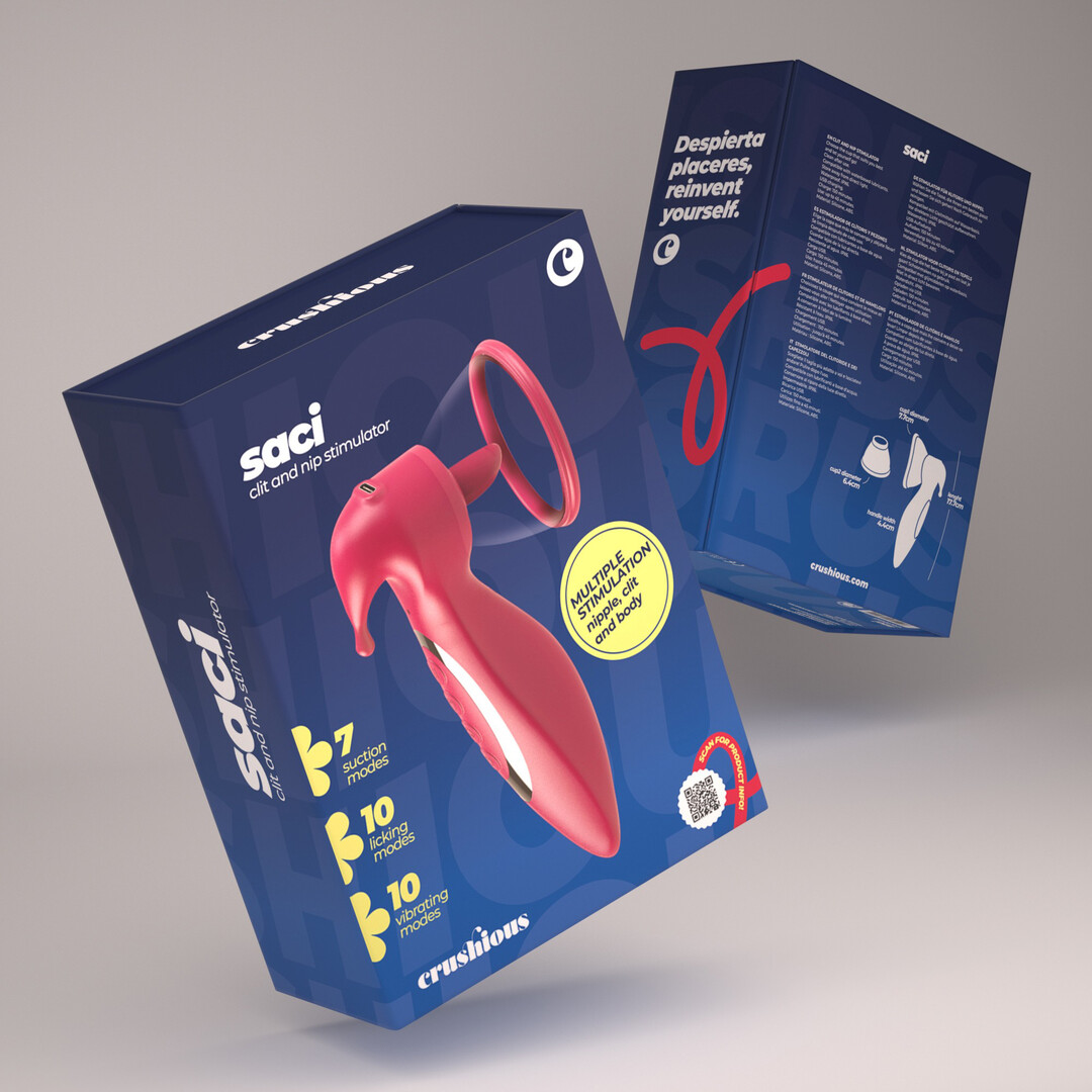 Saci - Clitorale en Tepel Stimulator met Zuiging - Rood - Afbeelding 2
