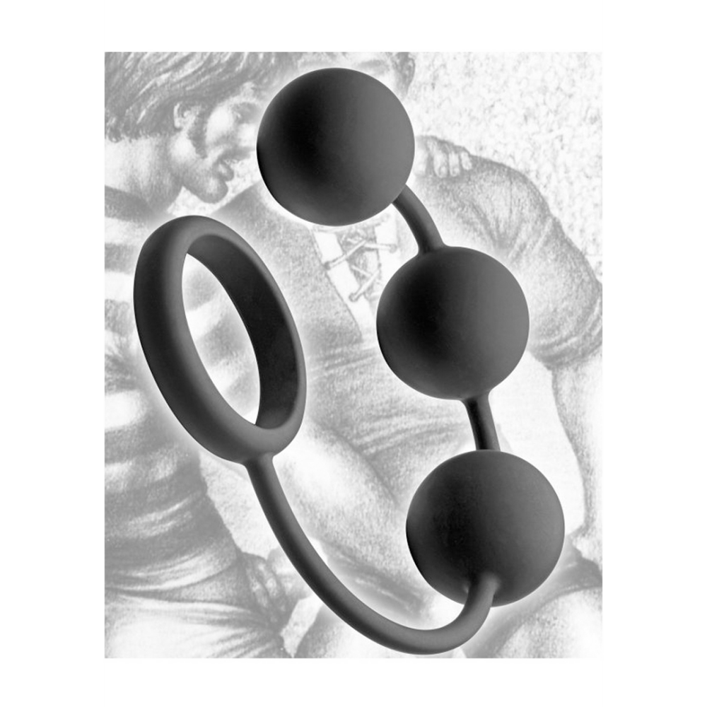 Siliconen Cockring met 3 Gewogen Ballen - Afbeelding 3