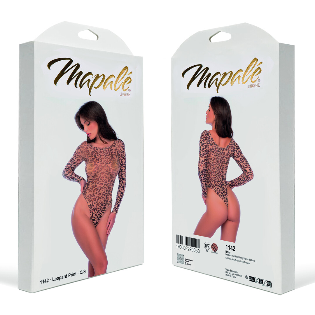 Leopardprint Mesh Lange Mouwen Bodysuit - Één Maat - Leopard - Afbeelding 2