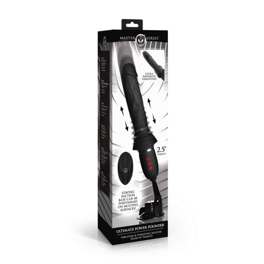 Ultimate Power Pounder - Vibrerende en Duwende Siliconen Dildo met Afstandsbediening - Zwart - Afbeelding 2