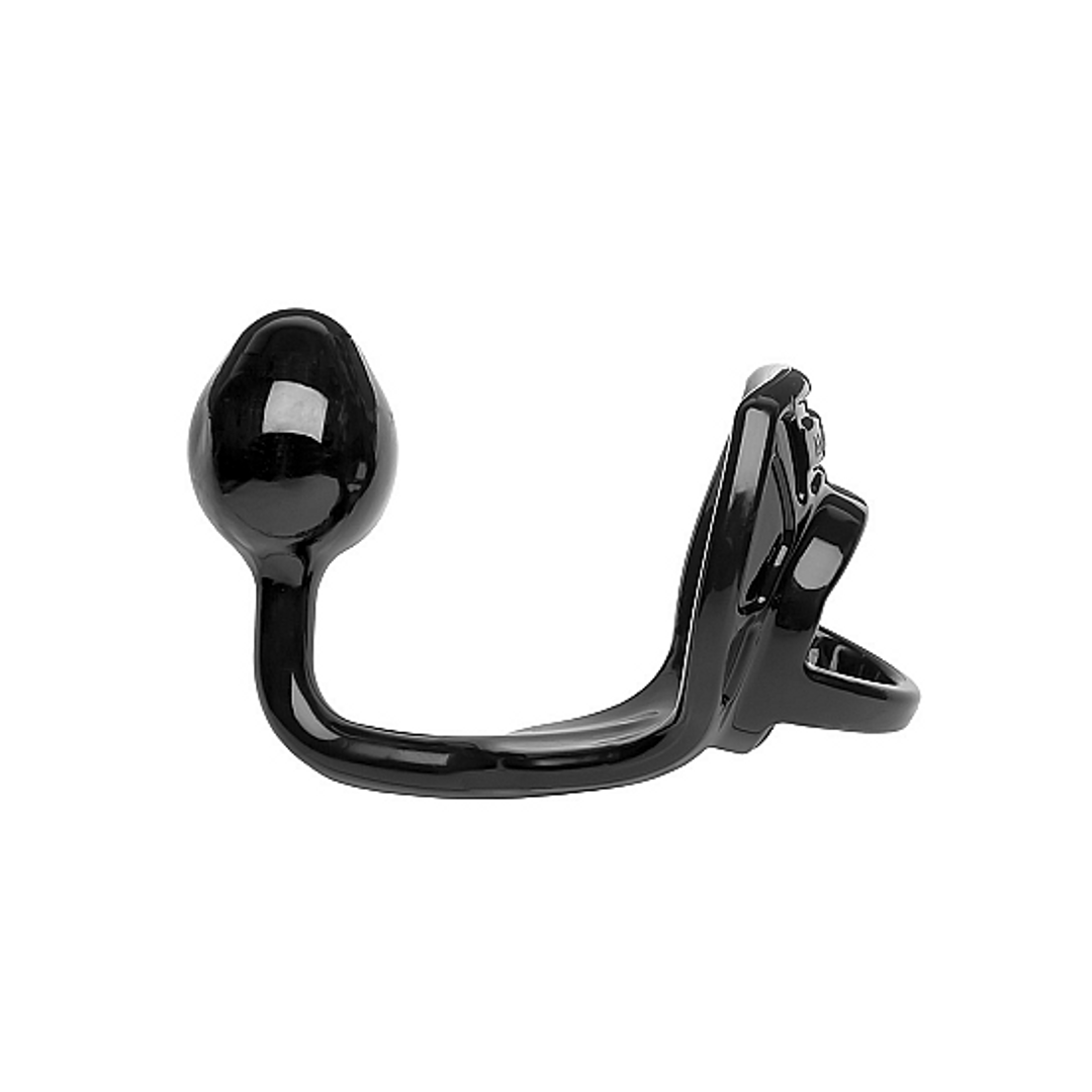 Armor Tug Lock - Cockring met Ball Strap en Butt Plug - Medium - Afbeelding 3