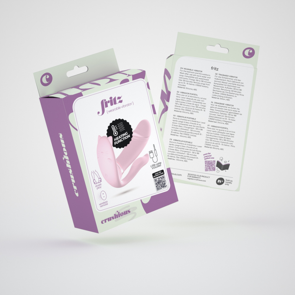 Fritz - Verwarmbare Draagbare Vibrator met Afstandsbediening - Pastelroze - Afbeelding 2