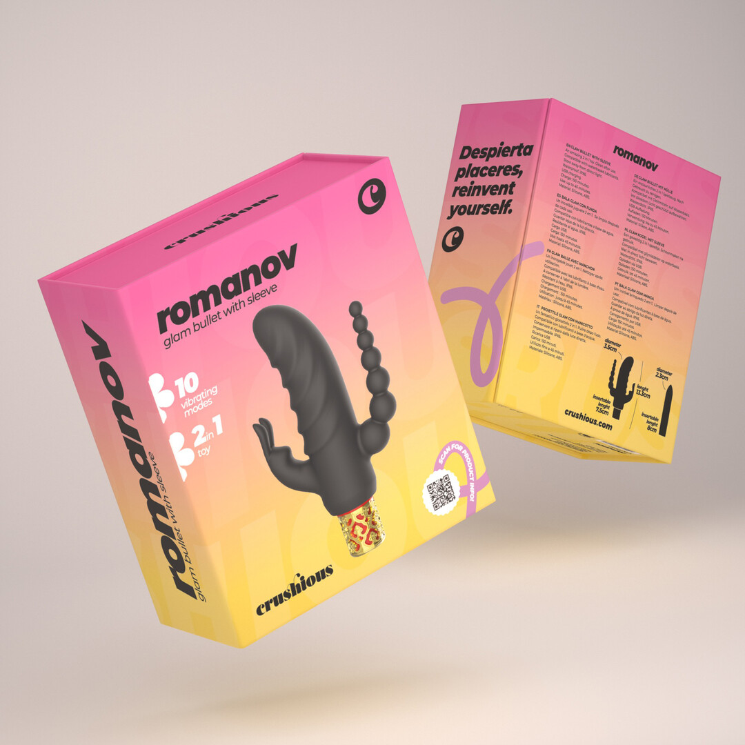 Romanov - Klassieke Vibrator met Verwijderbare Siliconen Huls - Zwart/Goud - Afbeelding 2