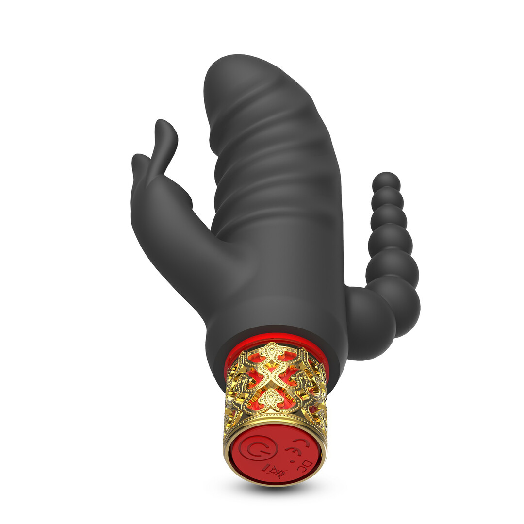 Romanov - Klassieke Vibrator met Verwijderbare Siliconen Huls - Zwart/Goud - Afbeelding 5