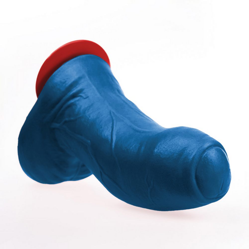 Buri XL - Realistische Gebogen Dildo met Ballen - 10,6 / 27 cm - Blauw - Afbeelding 3