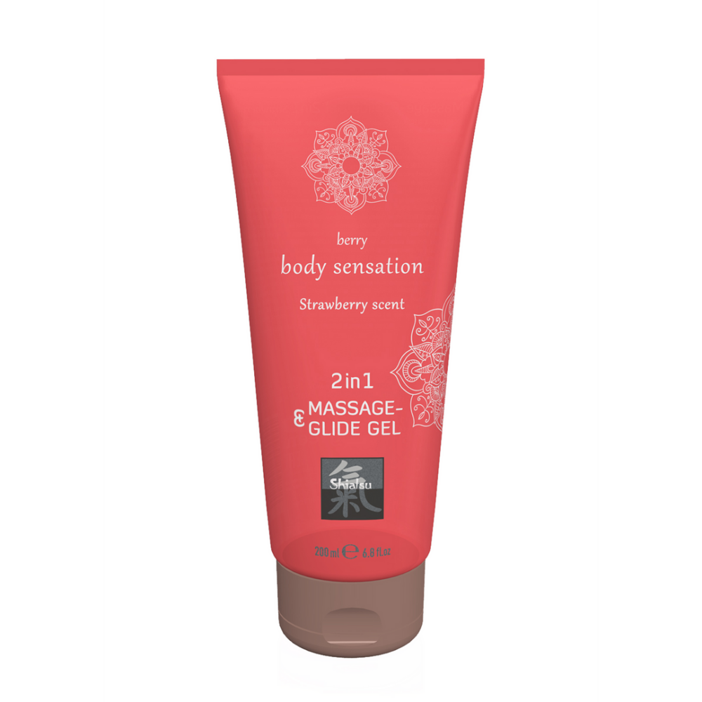 2 in 1 Massage en Glide Gel - Aardbei - 7 fl oz / 200 ml