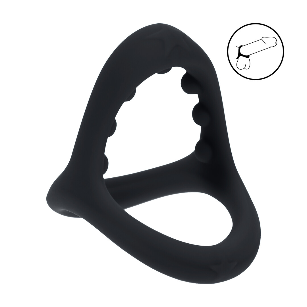 Zachte Kraal Grip Siliconen Penis- en Ballenring - Zwart
