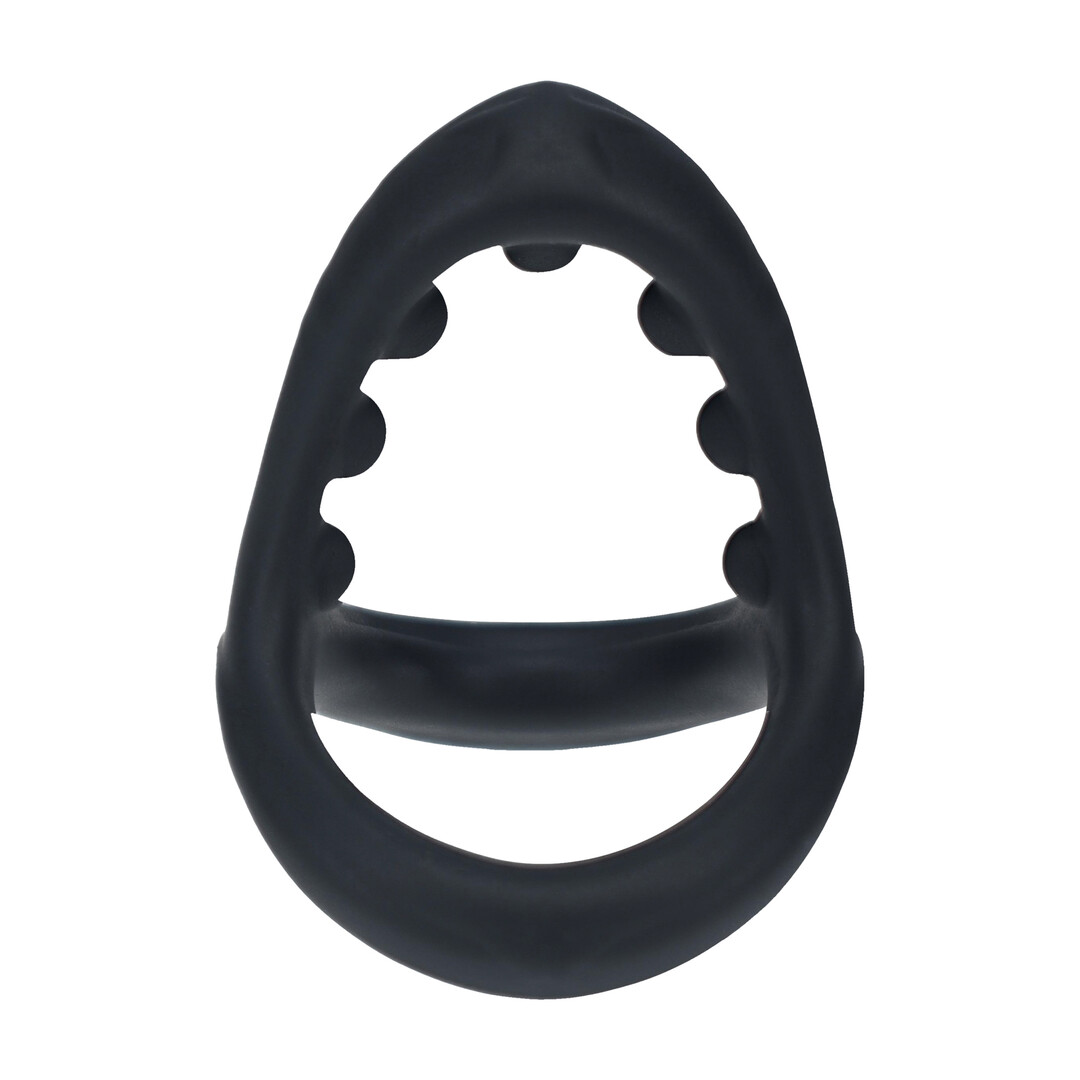 Zachte Kraal Grip Siliconen Penis- en Ballenring - Zwart - Afbeelding 4