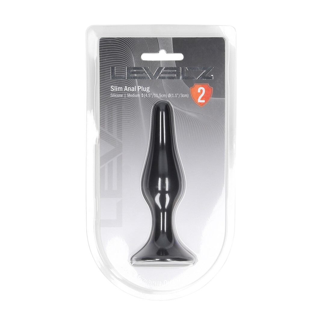 Slanke Siliconen Anale Plug - M - Zwart - Afbeelding 2