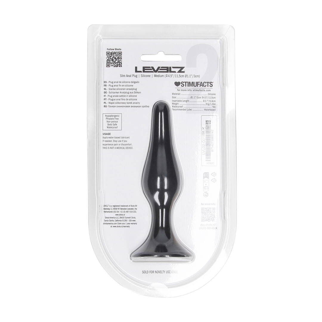 Slanke Siliconen Anale Plug - M - Zwart - Afbeelding 3