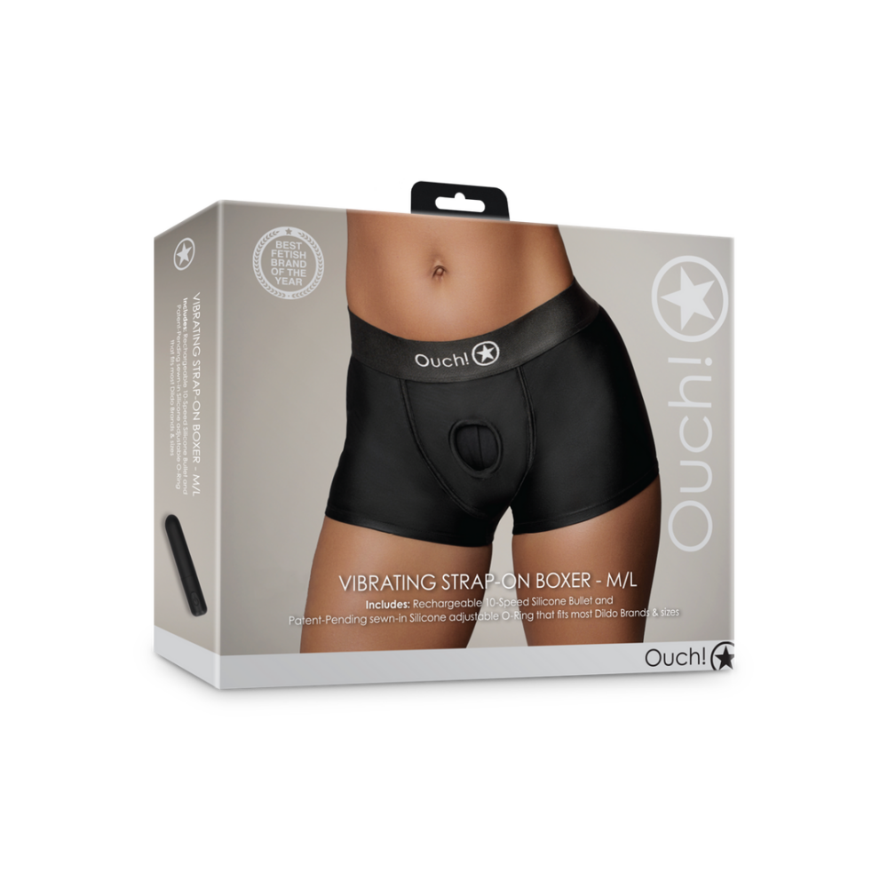 Vibrerende Strap-on Boxer - M/L - Zwart - Afbeelding 2