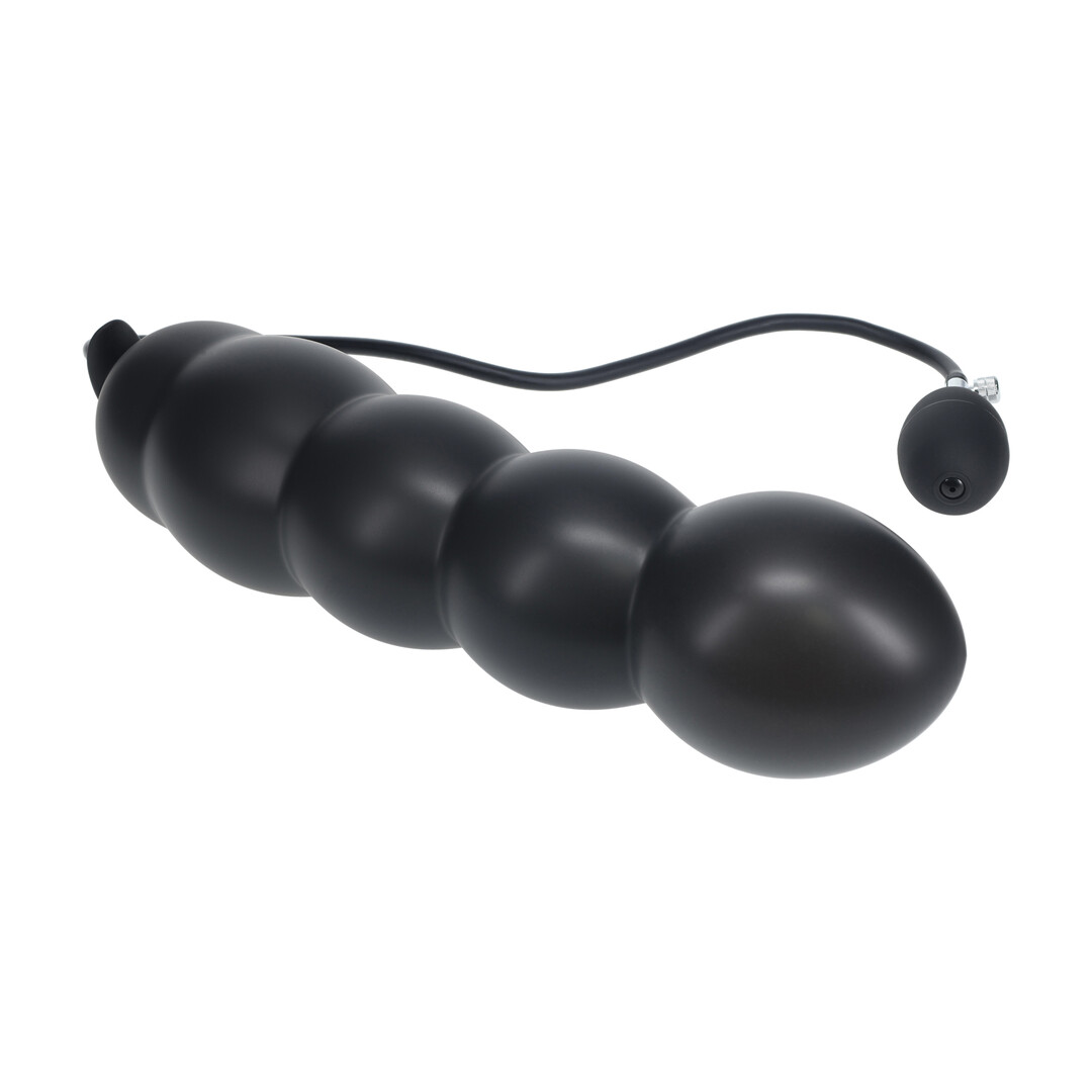 Kralen Opblaasbare Siliconen Anale Plug - Zwart - Afbeelding 4