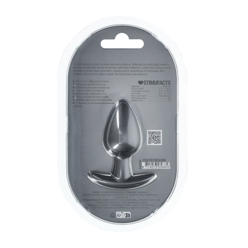 Zachte Siliconen Anale Plug - Medium - 3,1 / 7,9 cm - Gunmetal - Afbeelding 3
