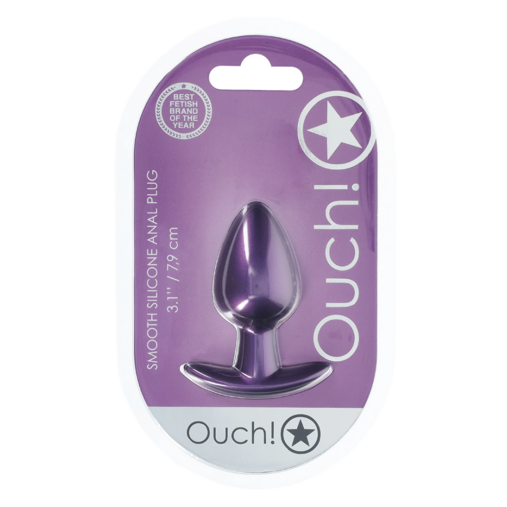 Zachte Siliconen Anale Plug - Medium - 3,1 / 7,9 cm - Metallic Paars - Afbeelding 2