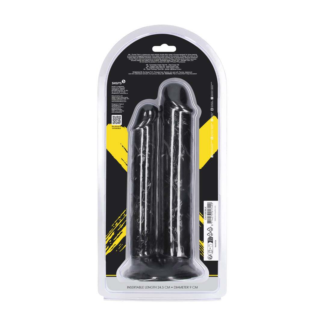 Double Titan - Realistic Double Dildo - 824 gr / 24,5 cm - Black - Afbeelding 3