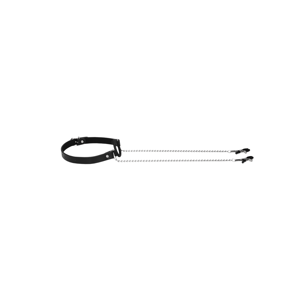 O-Ring Ballgag met Tepelklemmen - Afbeelding 5