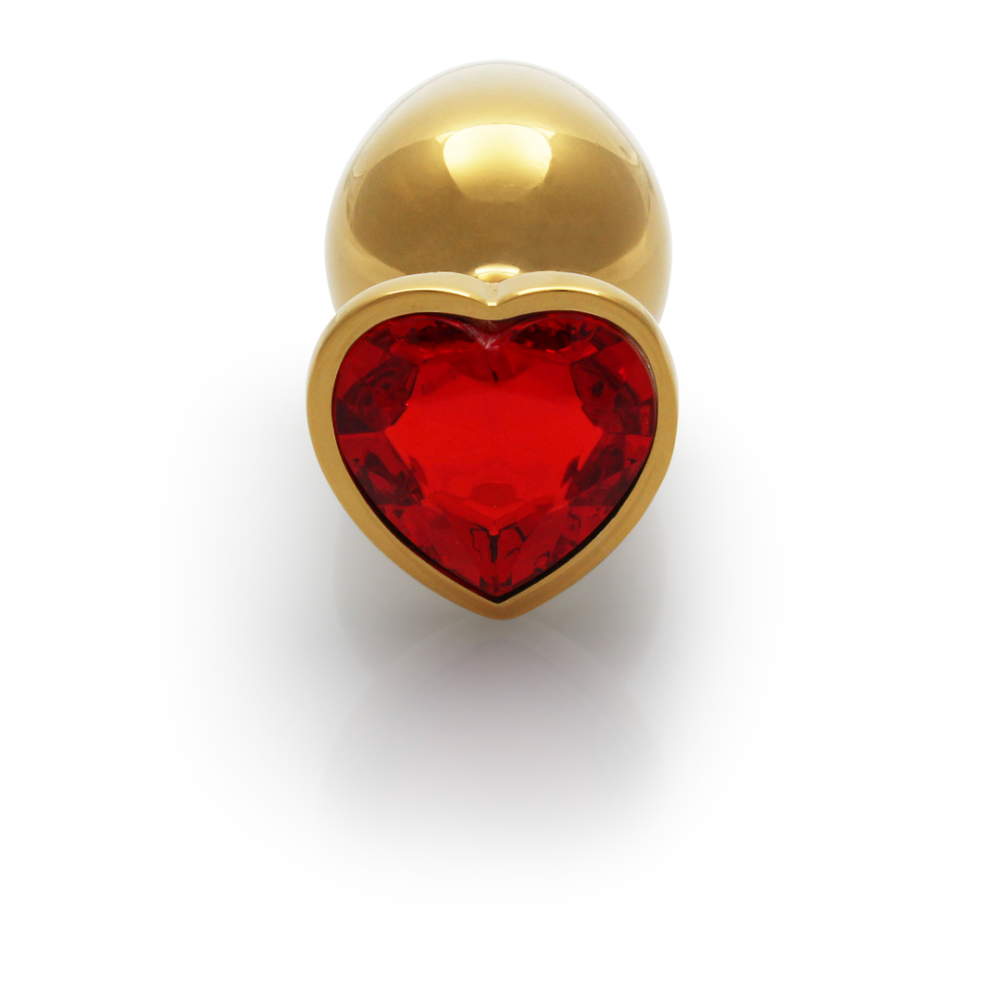 Hartje Gem Buttplug - Medium - Goud/Ruby Rood - Afbeelding 5