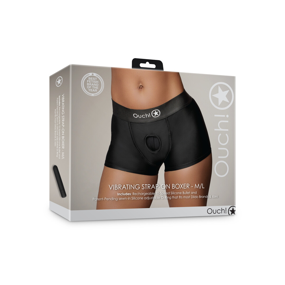 Vibrerende Strap-on Boxer - M/L - Zwart - Afbeelding 2