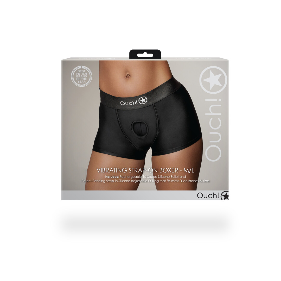 Vibrerende Strap-on Boxer - M/L - Zwart - Afbeelding 3