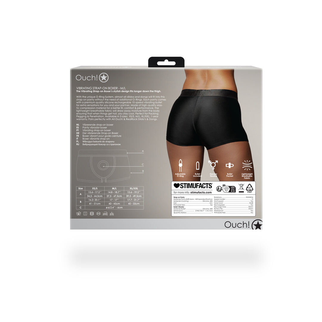 Vibrerende Strap-on Boxer - M/L - Zwart - Afbeelding 4