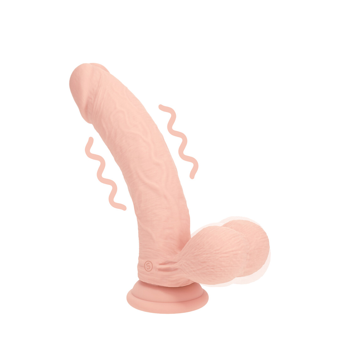 Dual Density Rechargeable Liquid Silicone Vibrator - Curved with Weighted Balls - 6 / 15 cm - Flesh