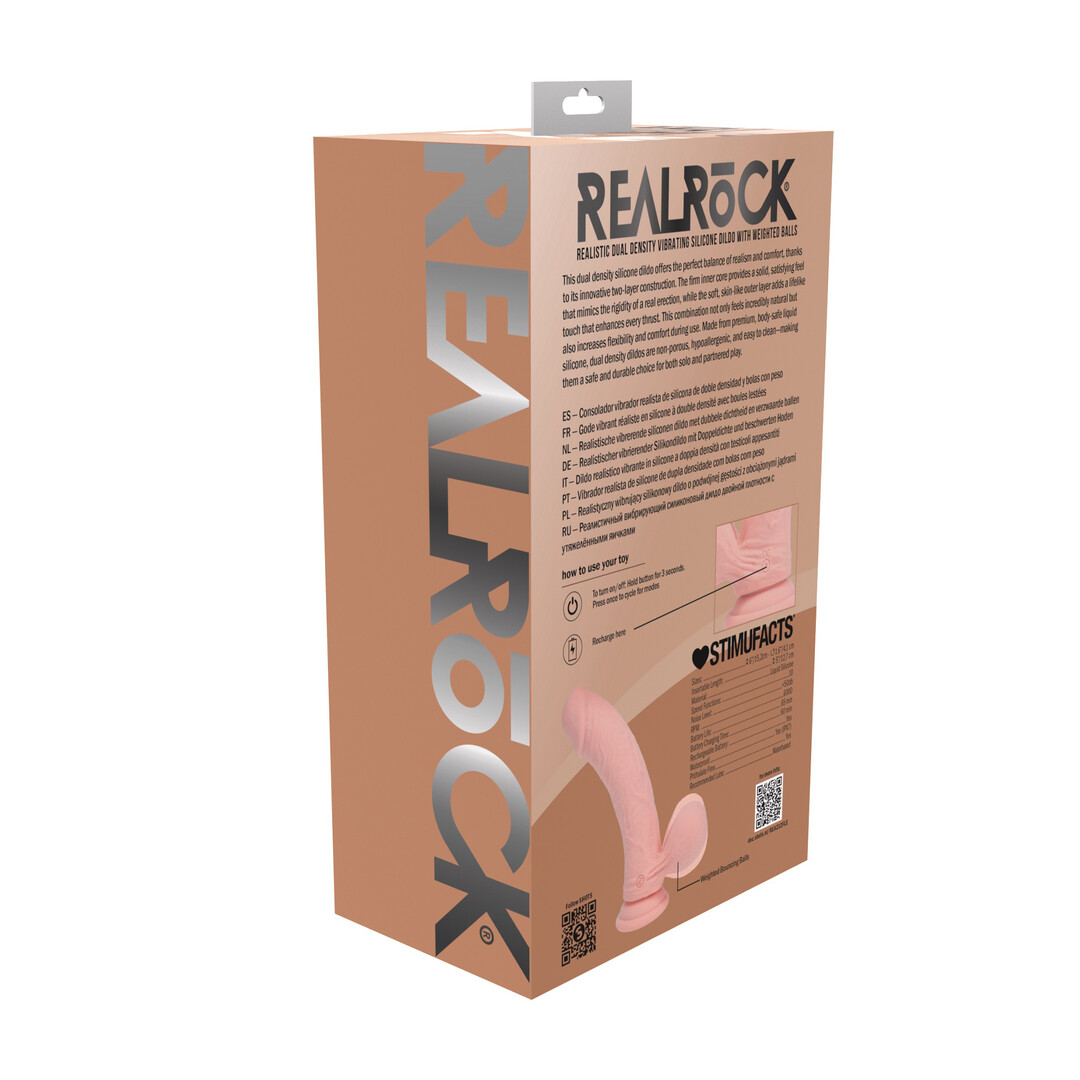 Dual Density Rechargeable Liquid Silicone Vibrator - Curved with Weighted Balls - 6 / 15 cm - Flesh - Afbeelding 3