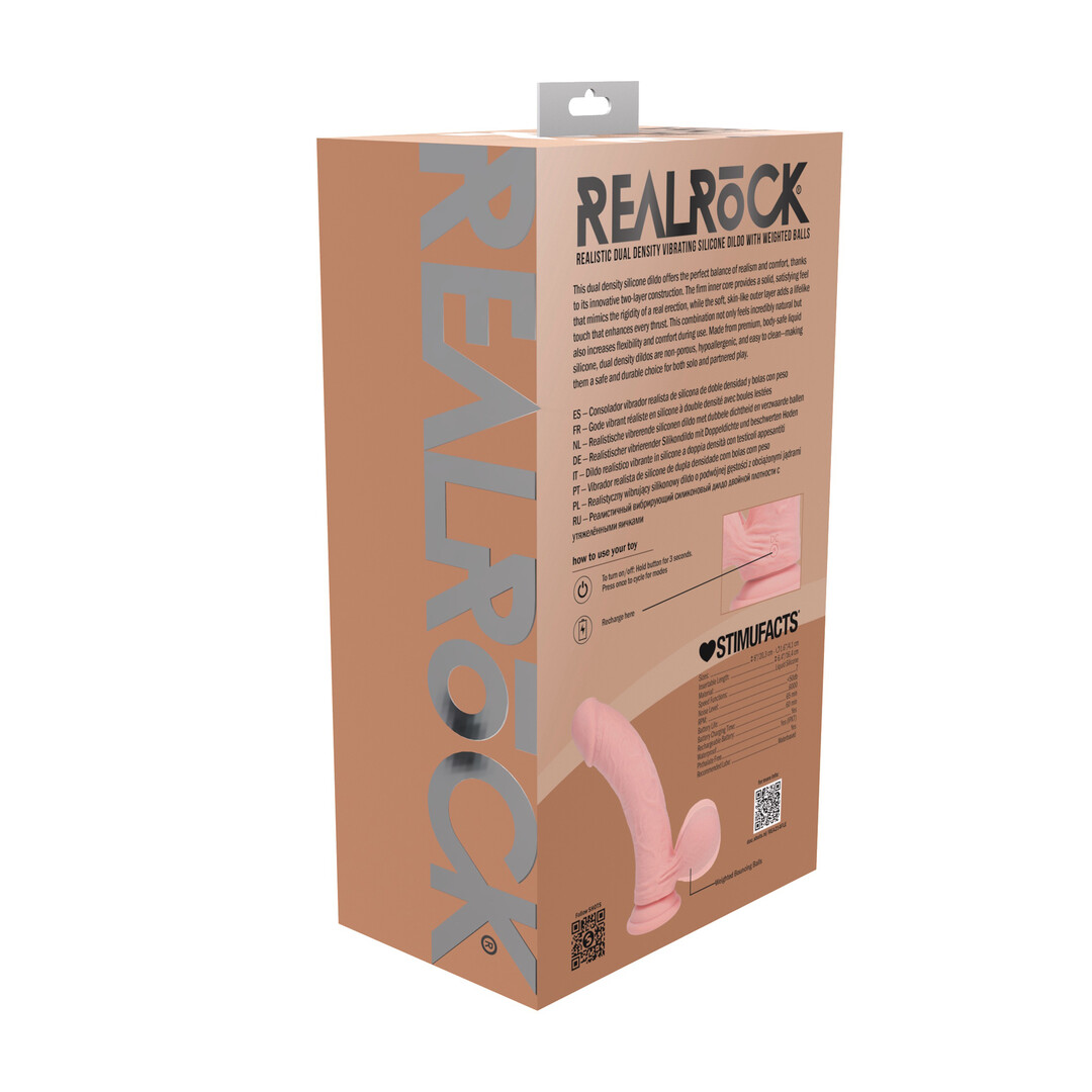 Dual Density Rechargeable Liquid Silicone Vibrator - Curved with Weighted Balls - 8 / 20 cm - Flesh - Afbeelding 3
