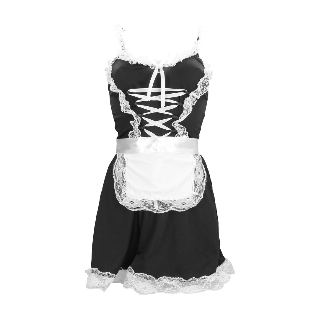 Frans Maids Kostuum - S/M - Zwart - Afbeelding 3