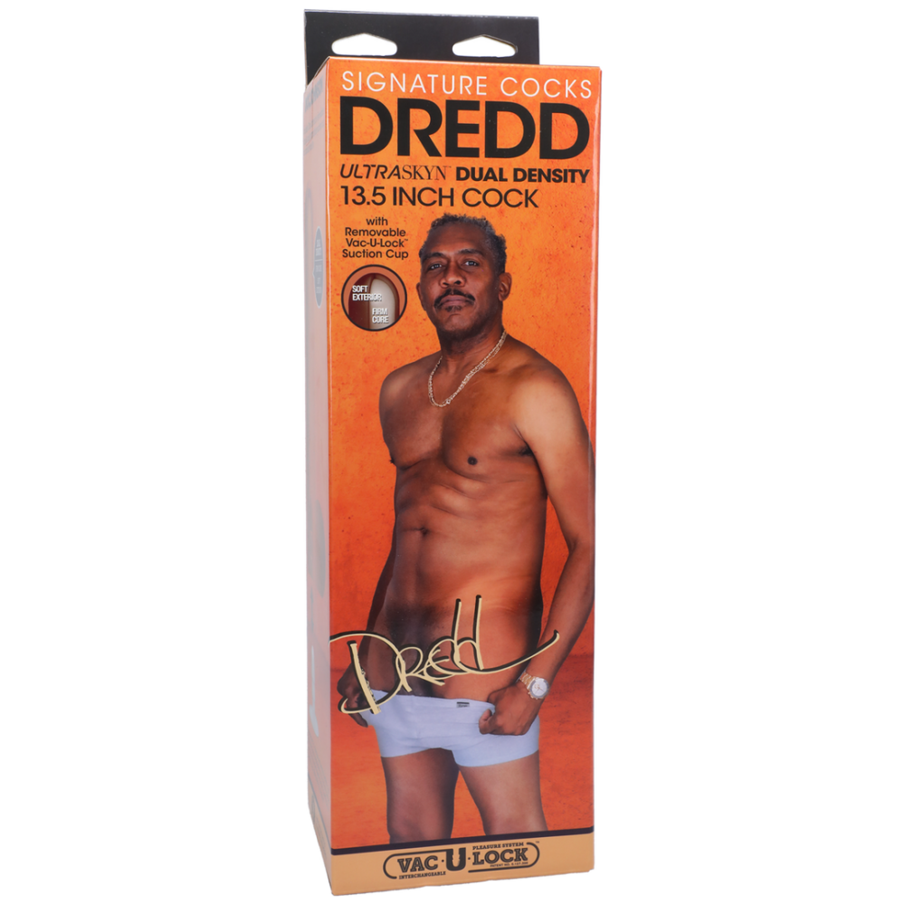 Dredd - Realistische ULTRASKYN Dildo - 13,5 / 34 cm - Chocolade - Afbeelding 2