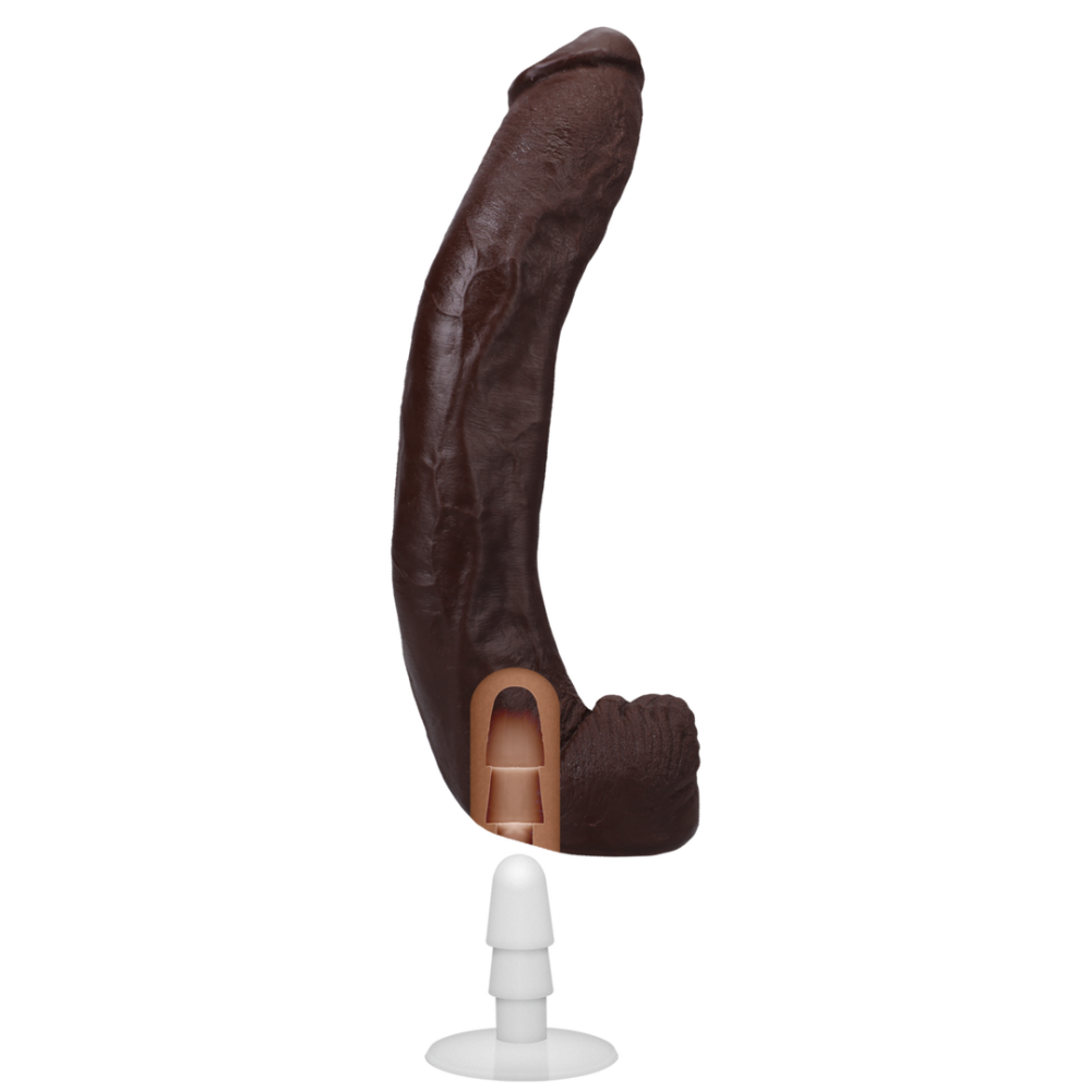 Dredd - Realistische ULTRASKYN Dildo - 13,5 / 34 cm - Chocolade - Afbeelding 4