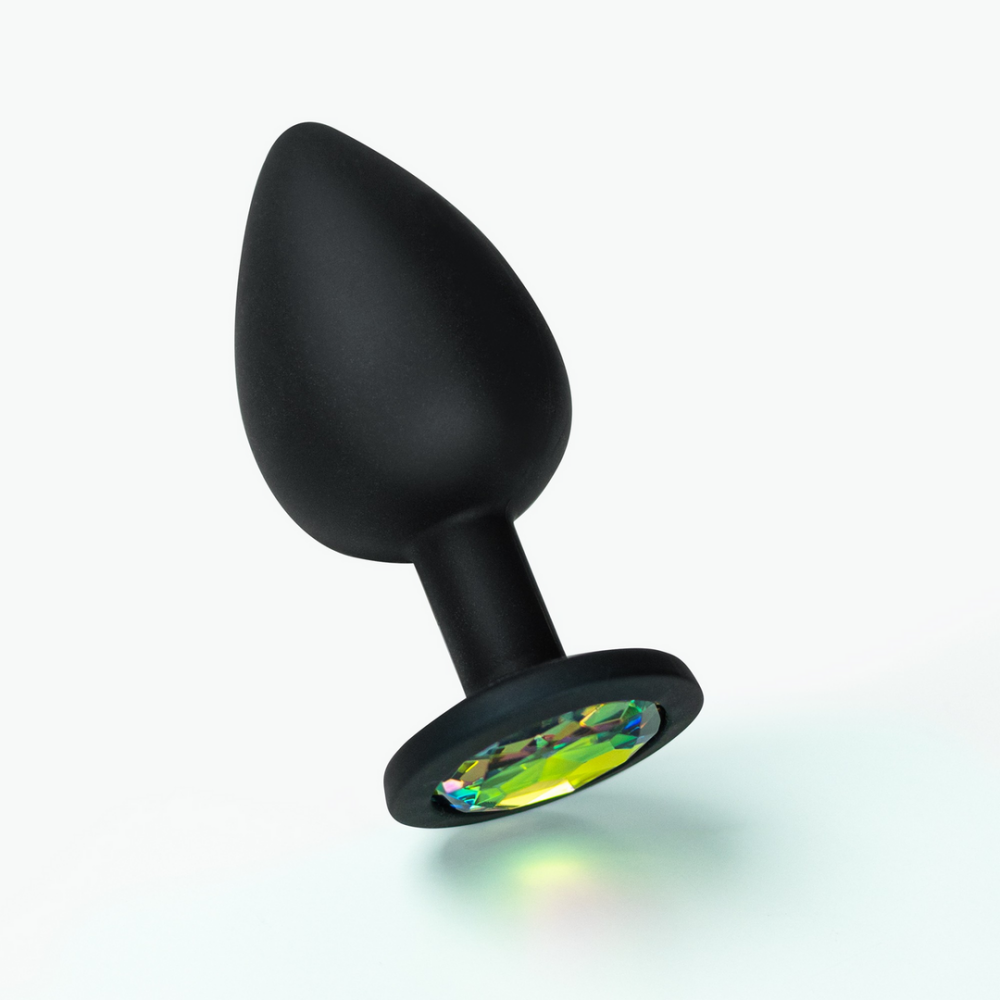 Camileo - Anale Plug met Vier Verwisselbare Edelstenen - Klein - Zwart - Afbeelding 5