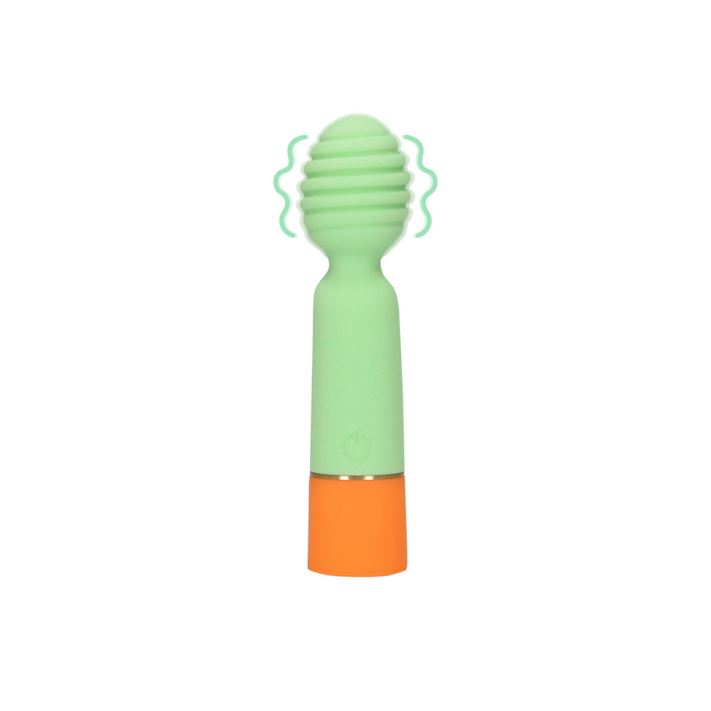 Geribbelde Mini Vibrator met USB Oplader - Lente Salie