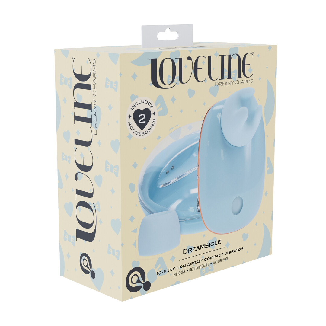 Dreamsicle - Compact AirTap Vibrator met Twee Hoofdaccessoires - Blauw - Afbeelding 2