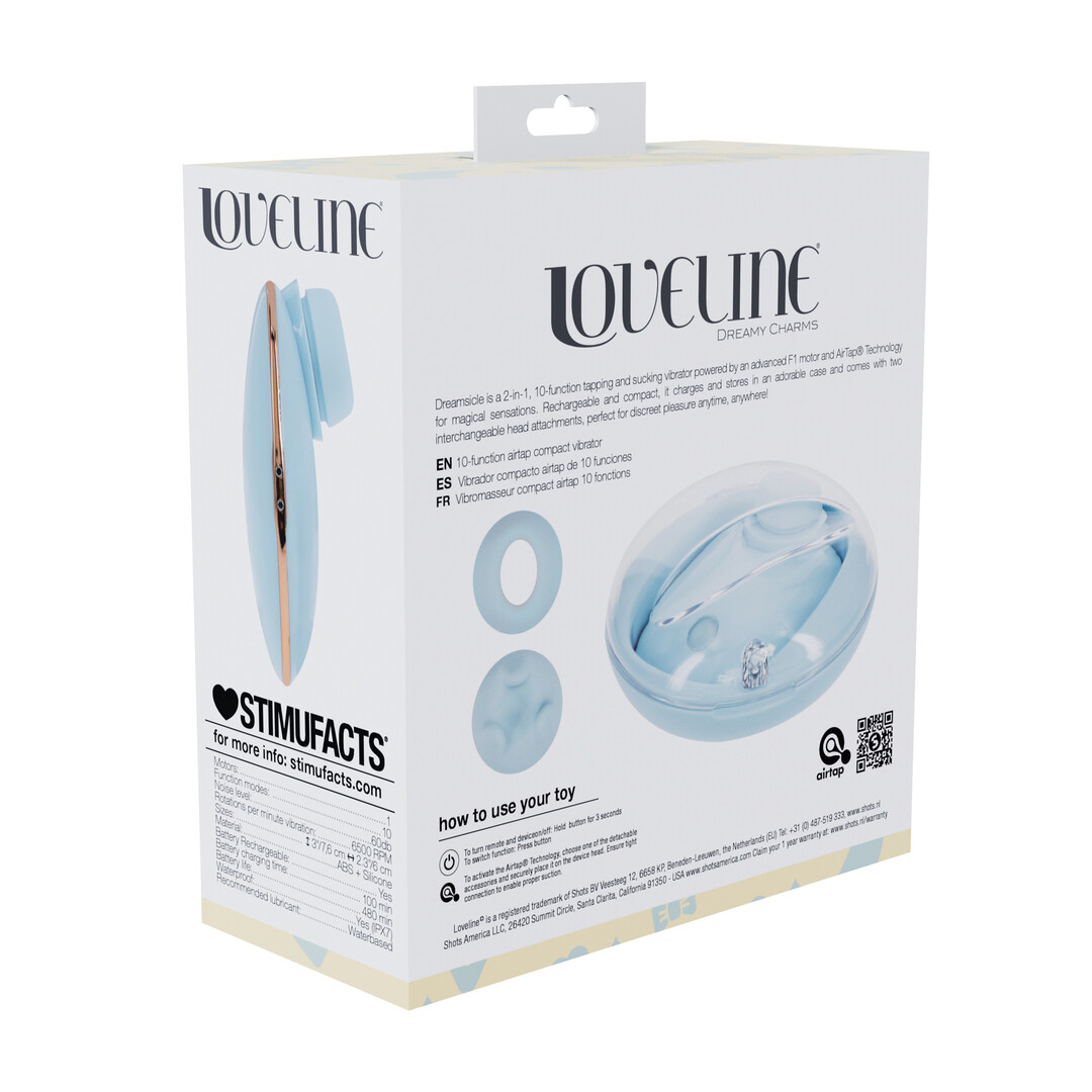 Dreamsicle - Compact AirTap Vibrator met Twee Hoofdaccessoires - Blauw - Afbeelding 3