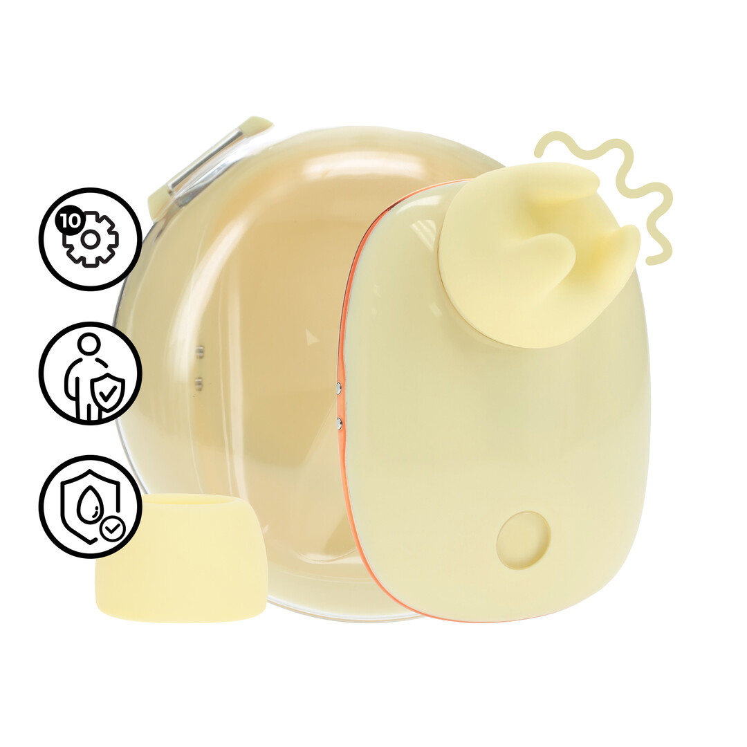 Dreamsicle - Compact AirTap Vibrator met Twee Hoofdaccessoires - Geel