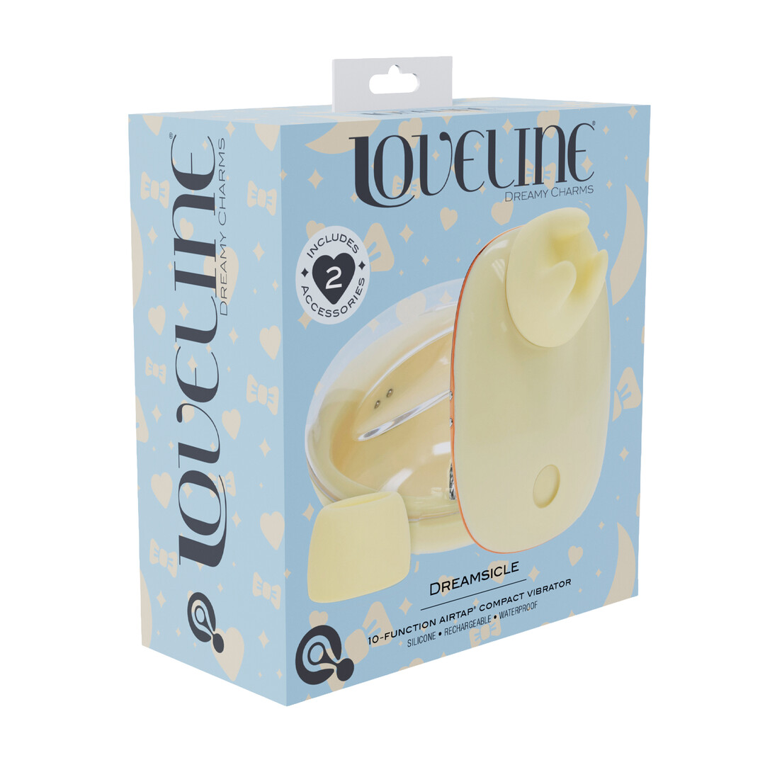 Dreamsicle - Compact AirTap Vibrator met Twee Hoofdaccessoires - Geel - Afbeelding 2